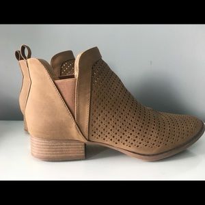 Tan microsuede ankle boots